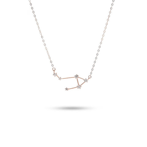 MILLENNE Match The Stars Libra Constellation Rose Gold Necklace with 925 Sterling Silver