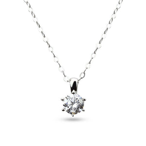 MILLENNE Made For The Night Solitare Cubic Zirconia White Gold Necklace with 925 Sterling Silver