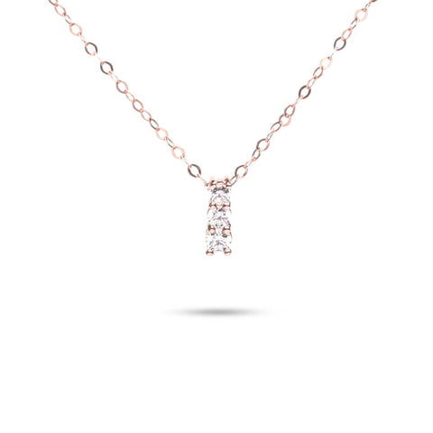 MILLENNE Made For The Night Triple Diamond Cubic Zirconia Rose Gold Necklace with 925 Sterling Silver