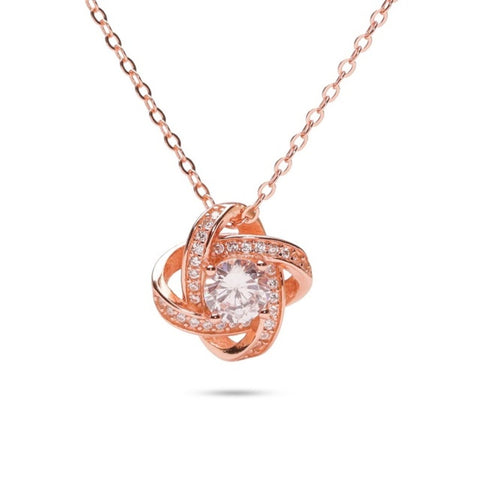 MILLENNE Made For The Night Diamonds are Forever Cubic Zirconia Rose Gold Necklace with 925 Sterling Silver