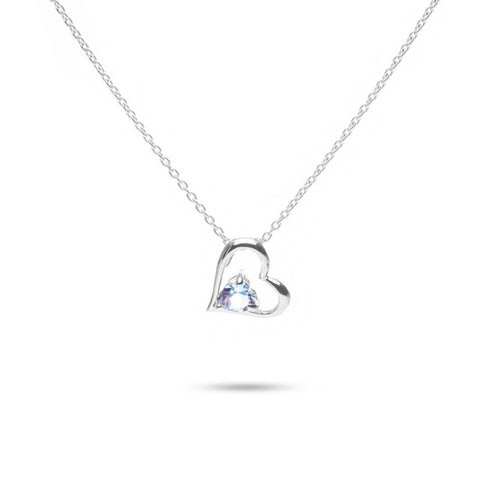 MILLENNE Multifaceted Blue Topaz in Heart Silver Pendant with 925 Sterling Silver