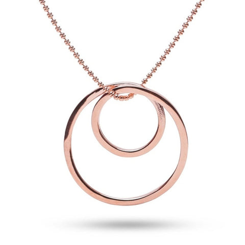 MILLENNE Minimal Dual Round Tube Rose Gold Pendant with 925 Sterling Silver