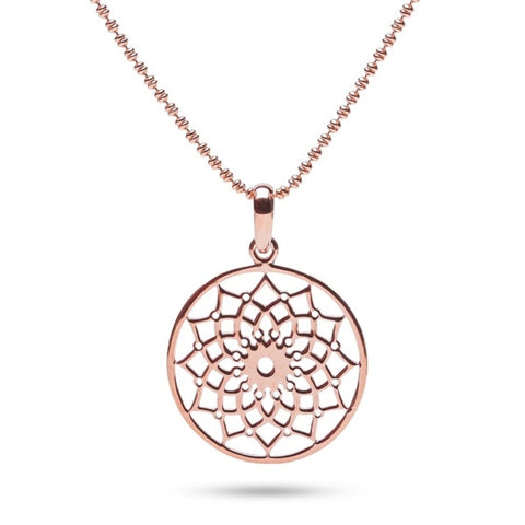 MILLENNE Millennia 2000 Floral Lotus Filigree Rose Gold Pendant with 925 Sterling Silver