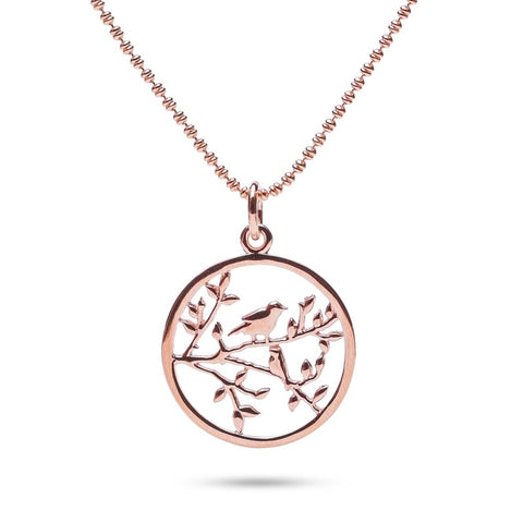 MILLENNE Millennia 2000 Birds Rose Gold Pendant with 925 Sterling Silver