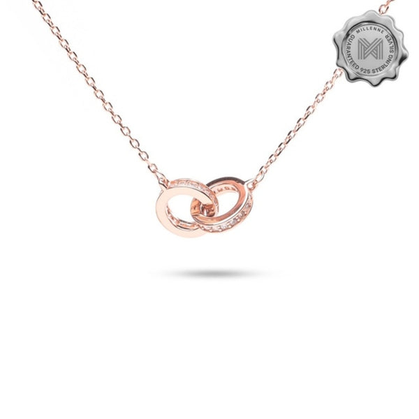 MILLENNE Millennia 2000 Forever Studded Cubic Zirconia Rose Gold Necklace with 925 Sterling Silver