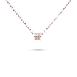 MILLENNE Made For The Night Revolve Studded Cubic Zirconia Rose Gold Necklace with 925 Sterling Silver