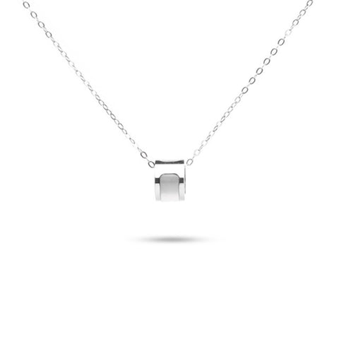 MILLENNE Minimal Studded Love Revolution Cubic Zirconia White Gold Necklace with 925 Sterling Silver