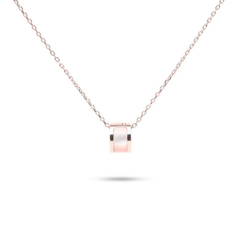 MILLENNE Minimal Studded Love Revolution Cubic Zirconia Rose Gold Necklace with 925 Sterling Silver