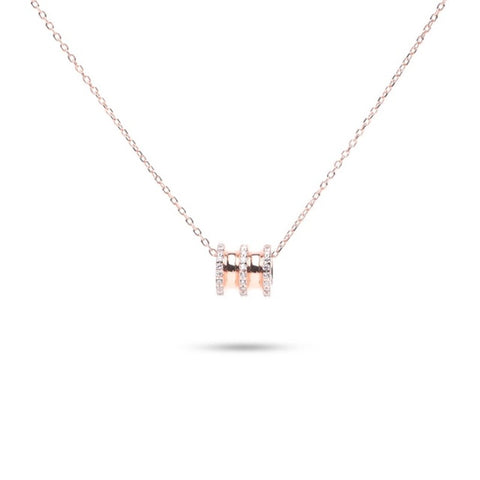 MILLENNE Made For The Night Orbit Studded Cubic Zirconia Rose Gold Necklace with 925 Sterling Silver