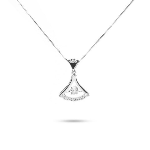 MILLENNE Made For The Night Trinity Cubic Zirconia White Gold Necklace with 925 Sterling Silver