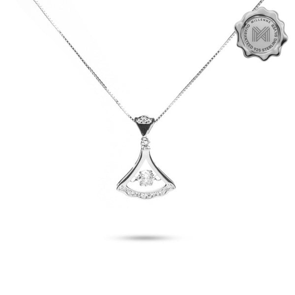 MILLENNE Made For The Night Trinity Cubic Zirconia White Gold Necklace with 925 Sterling Silver