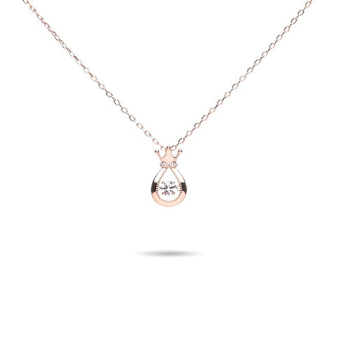 MILLENNE Multifaceted Blue Topaz Ice Queen Rose Gold Necklace with 925 Sterling Silver