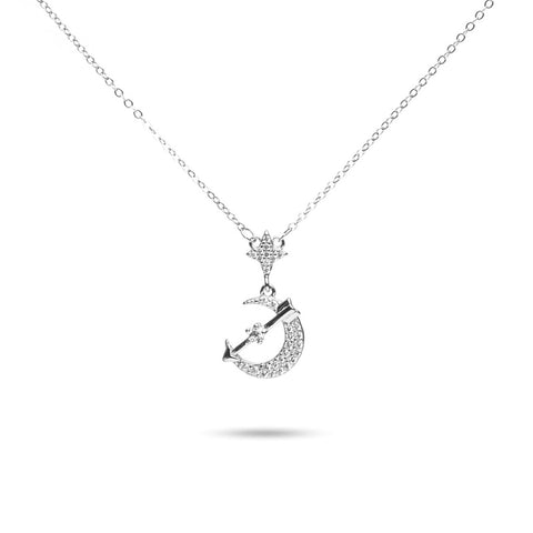 MILLENNE Match The Stars Artemis Studded Cubic Zirconia White Gold Necklace with 925 Sterling Silver