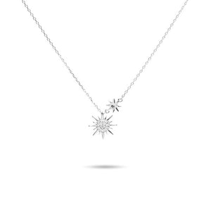 MILLENNE Match The Stars Sun Is A Star Studded Cubic Zirconia White Gold Necklace with 925 Sterling Silver