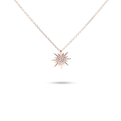 MILLENNE Match The Stars Sun Is A Star Studded Cubic Zirconia Rose Gold Necklace with 925 Sterling Silver