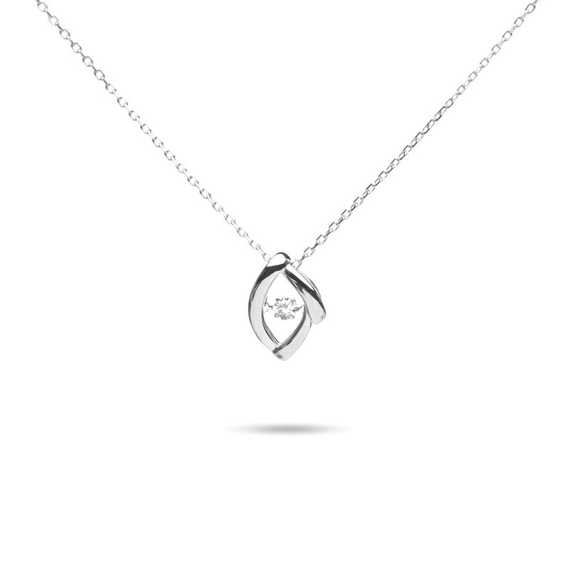 MILLENNE Made For The Night Marquee Cubic Zirconia White Gold Necklace with 925 Sterling Silver