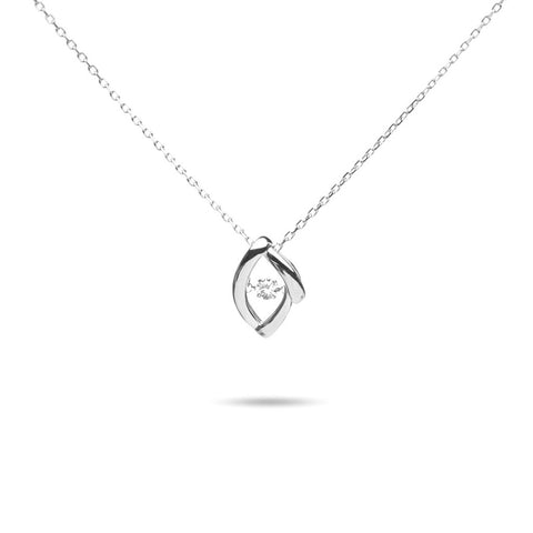 MILLENNE Made For The Night Marquee Cubic Zirconia White Gold Necklace with 925 Sterling Silver