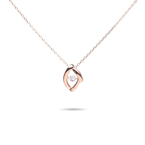 MILLENNE Made For The Night Marquee Cubic Zirconia Rose Gold Necklace with 925 Sterling Silver