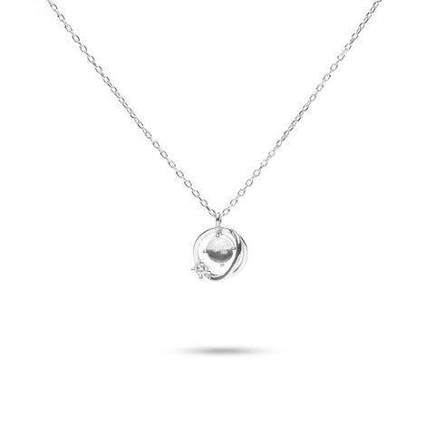 MILLENNE Match The Stars Freshwater Pearl Perigee Cubic Zirconia White Gold Necklace with 925 Sterling Silver