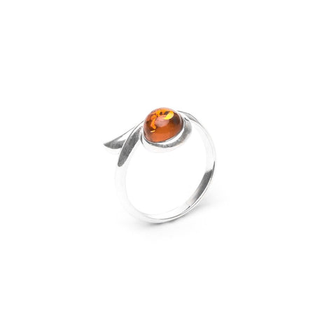 MILLENNE Multifaceted Baltic Amber Bezel Set Wrap Silver Ring with 925 Sterling Silver