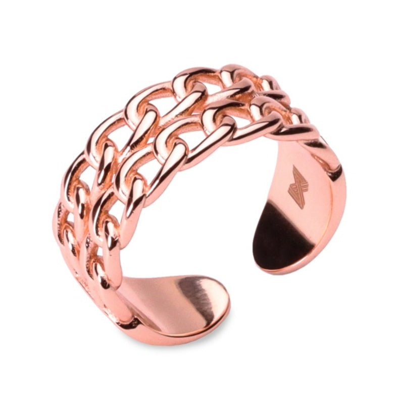 MILLENNE Millennia 2000 Double Chain Link Rose Gold Ring with 925 Sterling Silver