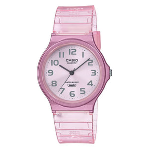 Casio Pop Series Unisex Analog Watch MQ-24S-4B with Pink Transparent Resin Band