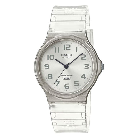 Casio Pop Series Unisex Analog Watch MQ-24S-7B with White Transparent Resin Band