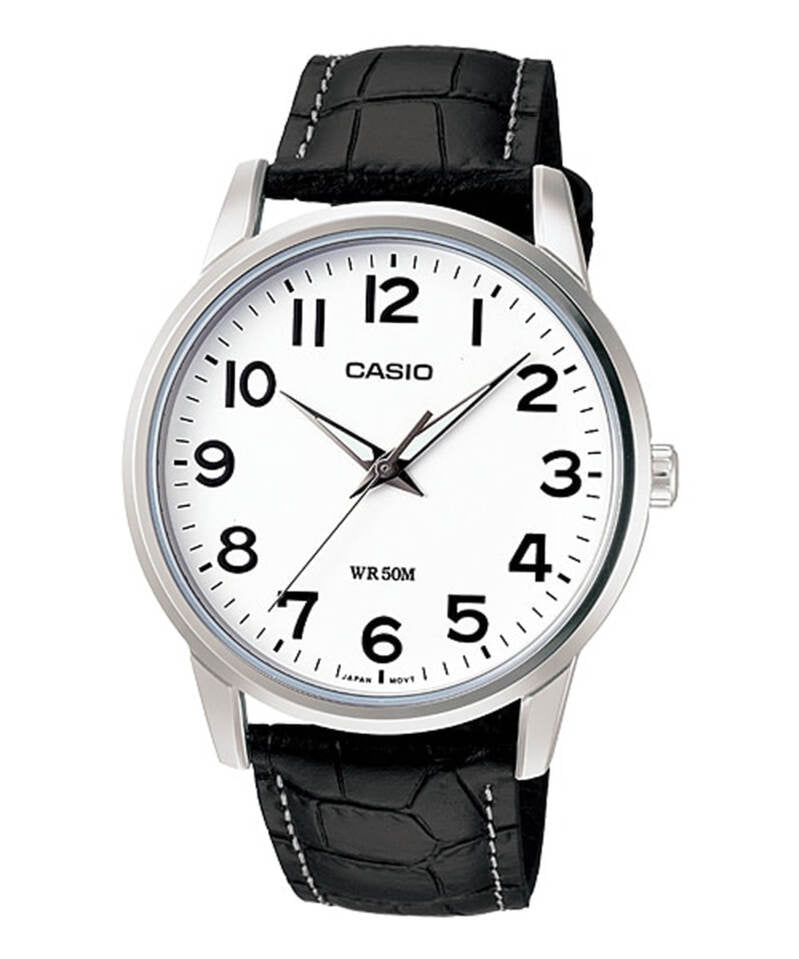 Casio Men's Analog Watch MTP-1303L-7BV Black Genuine Leather Band Watch for men