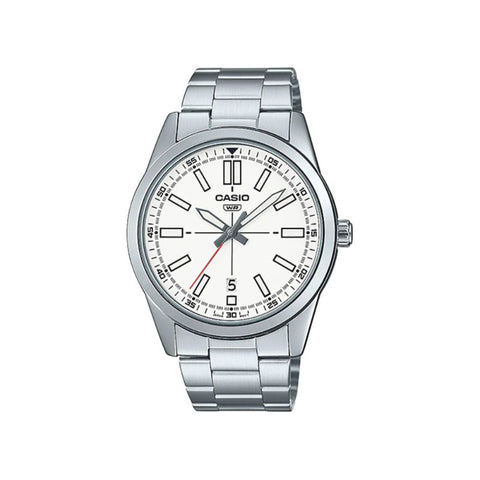 Casio Men's Analog Watch MTP-VD02D-7E Silver Stainless Steel Watch