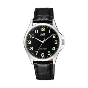 Q&Q Watch by Citizen QA06J305Y Men Analog Watch with Black Leather Strap