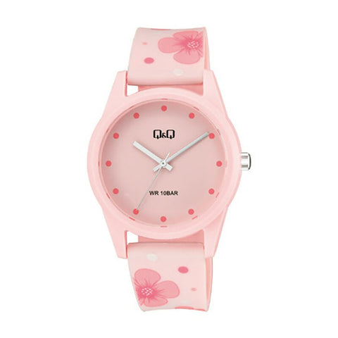 Q&Q Watch by Citizen V08A-004VY Women Analog Watch with Pink Rubber Strap