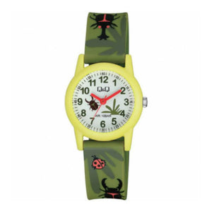 Q&Q Watch by Citizen VR99J016Y Kids Analog Watch with Green Rubber Strap