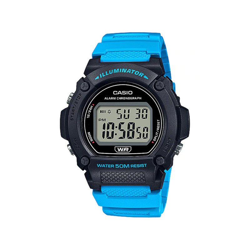 Casio Men's Digital Watch W-219H-2A2V Blue Resin Band Watch for Men