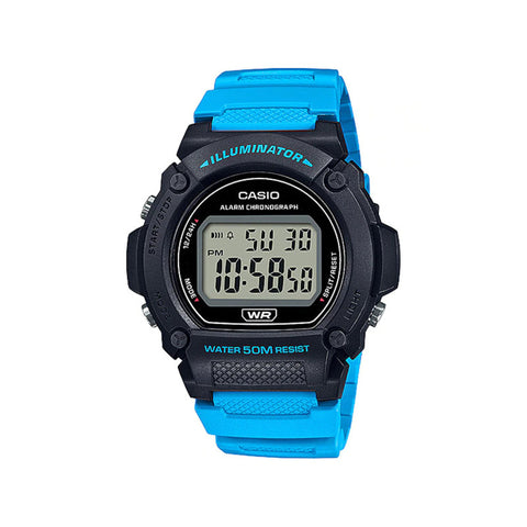 Casio Men's Digital Watch W-219H-2A2V Blue Resin Band Watch for Men