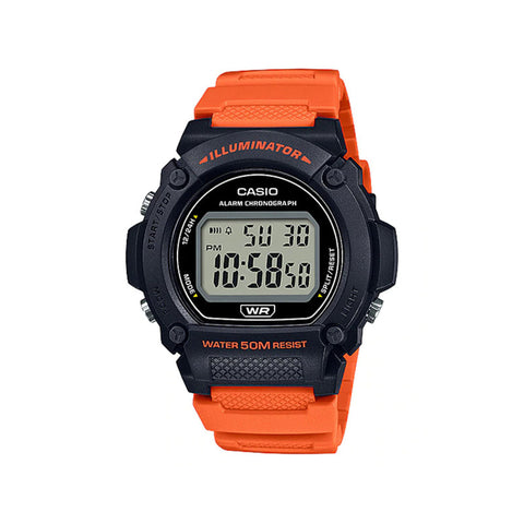 Casio Men's Digital Watch W-219H-4AV Orange Resin Band Watch for Men