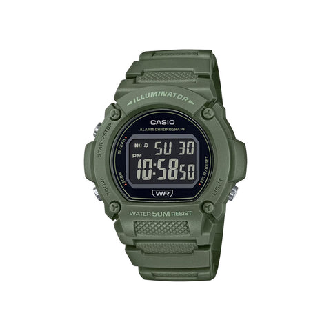 Casio W-219HC-3BV Men's Army Green Resin Band Digital Sport Watch