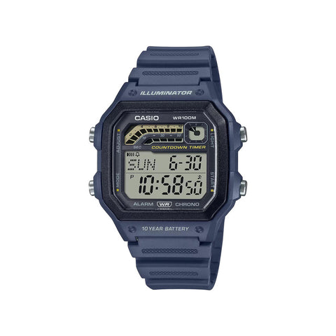 Casio Men's Digital Sport Watch with Blue Resin Band - WS-1600H-2AV